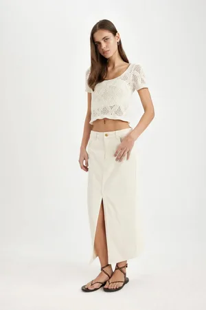 DeFacto Slitted Long Jean Skirt