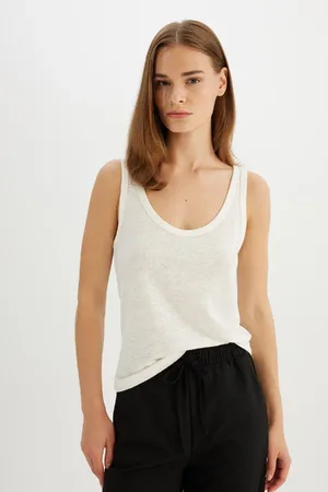 DeFacto Regular Fit U Neck Linen Blend Basic Undershirt