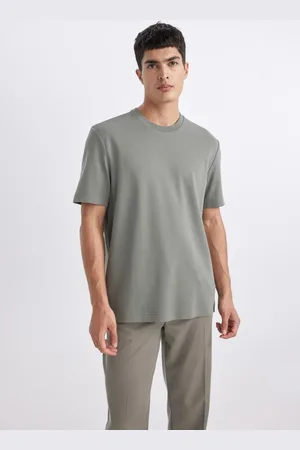 DeFacto Oversize Wide Pattern Crew Neck Short Sleeve Heavy Fabric Basic Plain T-Shirt