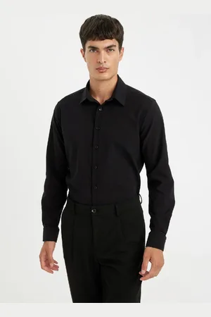 DeFacto Modern Fit Modern Cut Crinkle Fabric Seersucker Patterned Long Sleeve Shirt