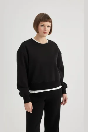 DeFacto Relax Fit Crew Neck Thick Basic Plain Sweatshirt
