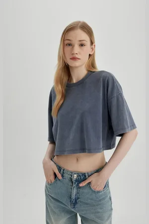 DeFacto Cool Crop Wash Faded Effect Basic Short Sleeve T-Shirt