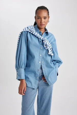 DeFacto Fashion Fit Long Sleeve Jean Shirt