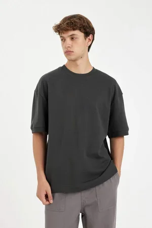 DeFacto Loose Fit Crew Neck Heavy Fabric Cotton Short Sleeve Basic Plain T-Shirt