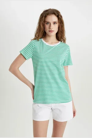 DeFacto Regular Fit Striped Crew Neck Basic Short Sleeve T-Shirt