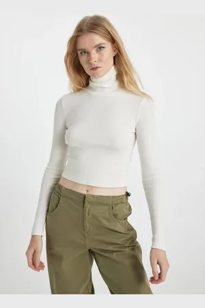 DeFacto Cool Fitted Turtleneck Ribbed Camisole Basic Long Sleeve T-Shirt