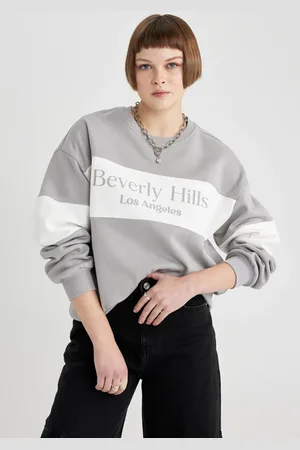 DeFacto Relax Fit Crew Neck Printed Thick Sweatshirt