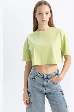 DeFacto Cool Crop Wash Faded Effect Basic Short Sleeve T-Shirt