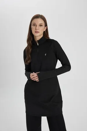 DeFacto Fit Long Fit Stand Collar Printed Athlete Long Sleeve T-Shirt