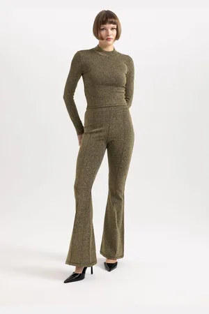 DeFacto Shiny Fabric Flared Leg Trousers