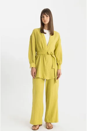 DeFacto Wide Leg Wide Leg Plain Pocket Basic Muslin Trousers