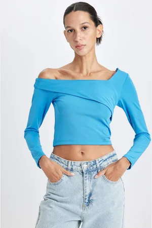 DeFacto Fitted Body-hugging Off-the-shoulder Long-sleeved T-shirt