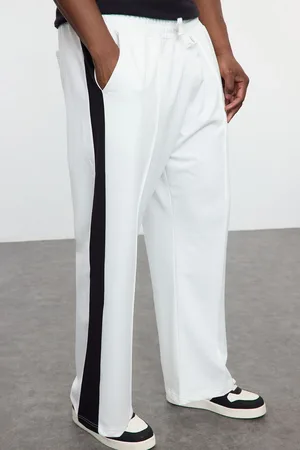 Trendyol Ecru Wide Leg Color Blocked Plus Size Sweatpants