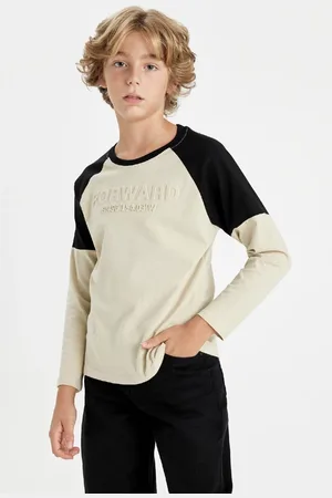 DeFacto Boy Oversize Wide Pattern Crew Neck Text Printed Long Sleeve T-Shirt