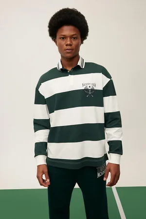 DeFacto Fit Boxy Fit Striped Long Sleeve Polo T-Shirt