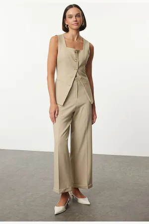 Trendyol Mink Wide Leg Double Leg Woven Fabric Trousers