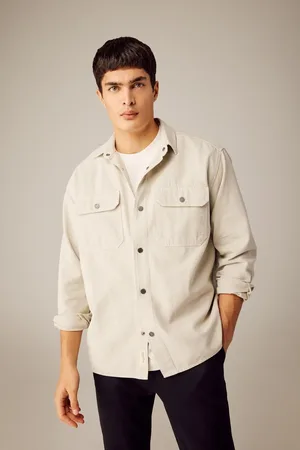 DeFacto Relax Fit Polo Collar Snap Closure Pocket Canvas Shirt Jacket
