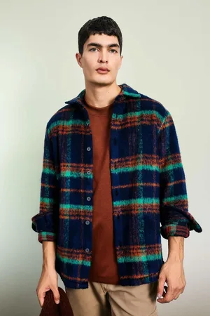 DeFacto Regular Fit Polo Collar Button-Down Checkered Shirt Jacket