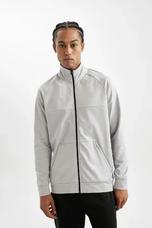 DeFacto Fit Standard Fit Regular Cut Zippered Scuba Diving Fabric Pocket Stand Collar Cardigan