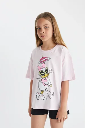 DeFacto Girls Disney Mickey Mouse &friends Oversize Fit Crew Neck Short Sleeve T-Shirt