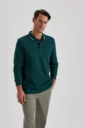 DeFacto Regular Fit Polo Neck Pique Basic Plain Sweatshirt