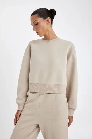 DeFacto Boxy Fit Crew Neck Thick Basic Plain Sweatshirt