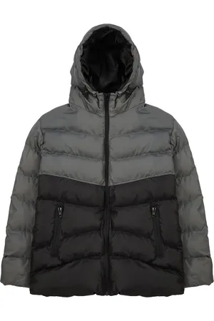 Trendyol Anthracite Regular Fit Color Blocked Wind Resistant Puffer Winter Jacket