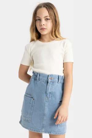 DeFacto Girl Slim Fit Crew Neck Ribbon Basic Short Sleeve T-Shirt