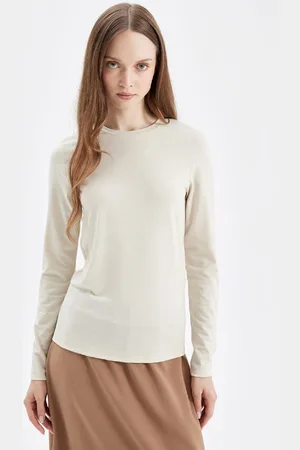 DeFacto Crew Neck Long Sleeve Basic Plain T-Shirt Tunic