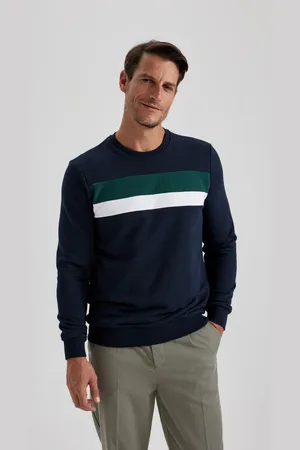 DeFacto Regular Fit Color Block Crew Neck Basic Plain Sweatshirt