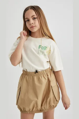 DeFacto Girl Relax Fit Crew Neck Printed Short Sleeve T-Shirt
