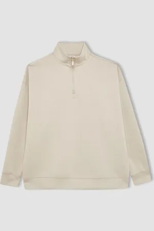 DeFacto Fit Oversize Fit Zippered Stand-Up Collar Sports Sweatshirt
