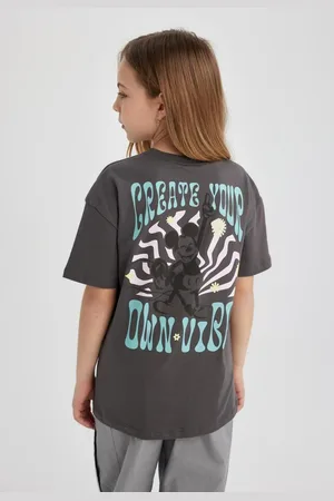 DeFacto Girls Disney Mickey & Minnie Oversize Fit Crew Neck Short Sleeve T-Shirt