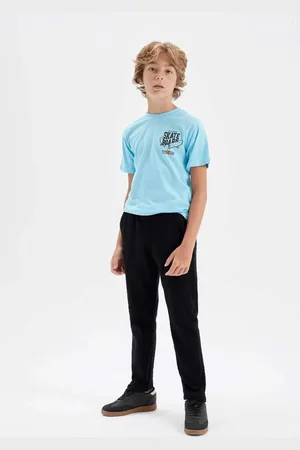 DeFacto Boy Black Flexible Waist Straight Leg School Tracksuit Bottoms
