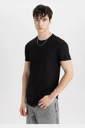 DeFacto Long Muscle Fit Crew Neck Basic Plain Short Sleeve T-Shirt