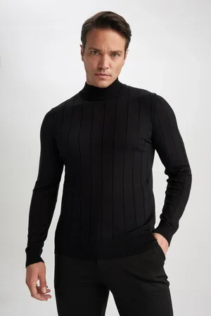 DeFacto Black Slim Fit Slim Fit Half Turtleneck Knitwear Sweater