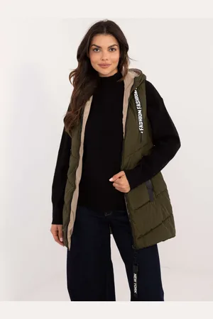 Factory Price Khaki dlouhá oboustranná dámská prošívaná vesta