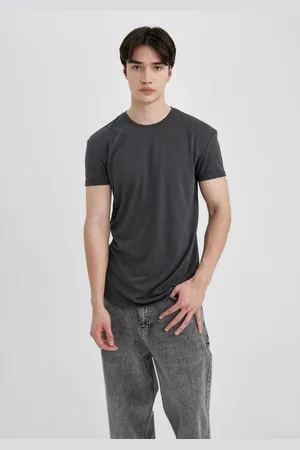 DeFacto Long Muscle Fit Crew Neck Basic Plain Short Sleeve T-Shirt