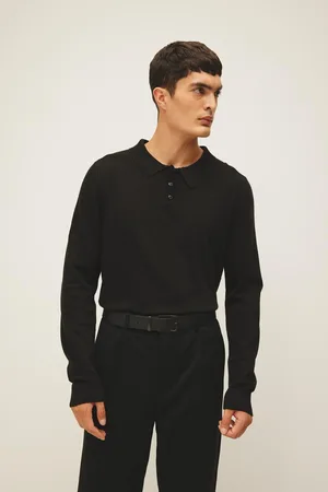 DeFacto Black Slim Fit Slim Cut Polo Neck Basic Plain Knitwear Sweater