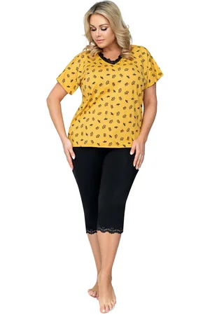 DONNA Queen 3/4 Plus Size Pyžamo Hořčice