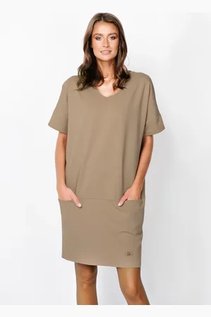 Italian Fashion Karina dámská tunika s krátkým rukávem - velbloudí