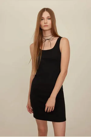 DeFacto Coool Bodycon Body-hugging Basic Plain Ribbed Camisole Sleeveless Mini Dress