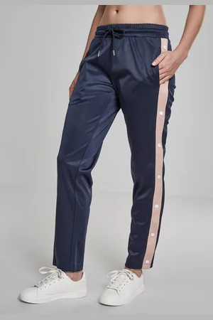 Urban classics Dámské teplákové kalhoty s knoflíkem v tmavě modré/světle růžové/bílé