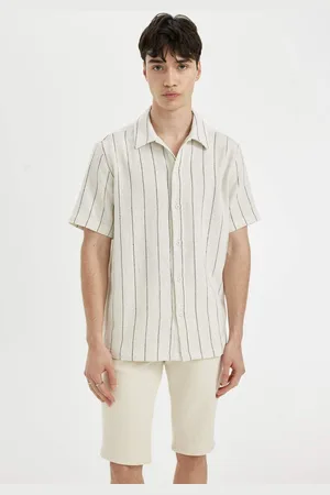 DeFacto Regular Fit Striped Cotton Short Sleeve Shirt