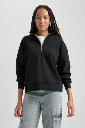 DeFacto Regular Fit Zippered High Collar Sweatshirt