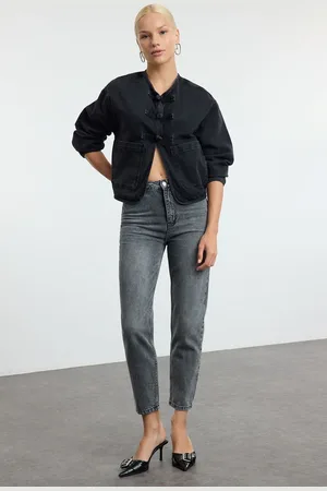 Trendyol Anthracite High Waist Mom Jeans