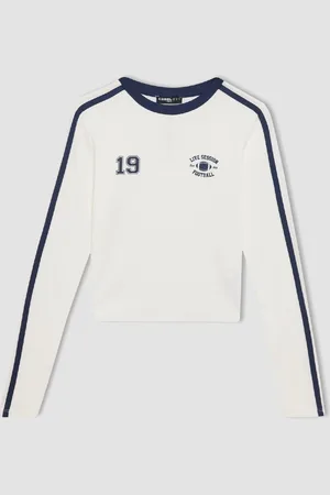 DeFacto Coool Fitted Printed Ribbed Long Sleeve T-Shirt