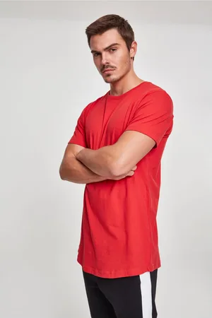 Urban classics Tvarované dlouhé tričko ohnivě červené