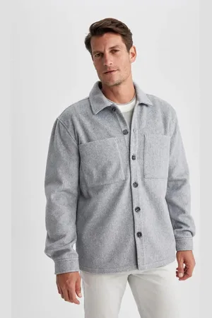 DeFacto Relax Fit Polo Neck Wool Look Long Sleeve Shirt Jacket