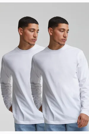 Urban classics Pánské triko s dlouhým rukávem Basic 2-Pack bílá+bílá